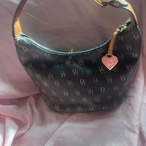 Dooney & Bourke Black and Brown Hobo Bag with Signature Design